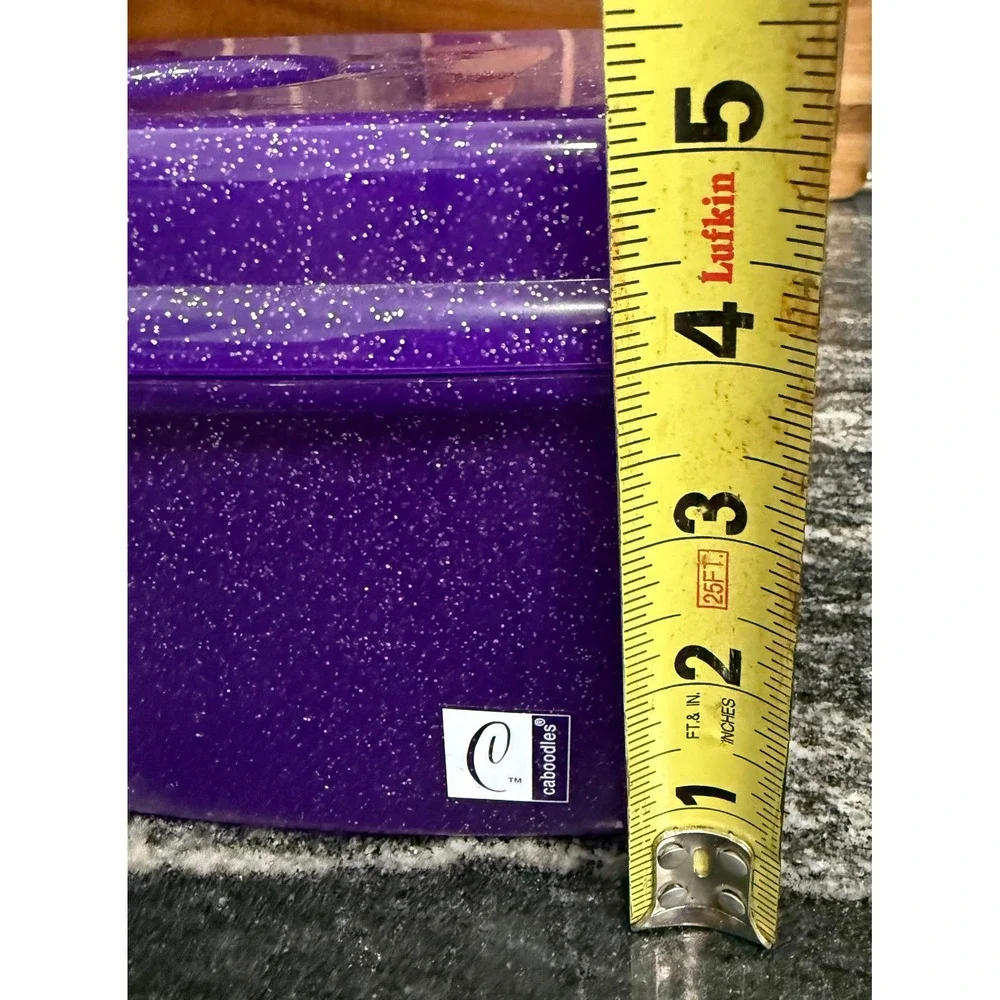 Caboodles Vintage Purple Glitter Makeup Organizer Case with Mirror and Tray